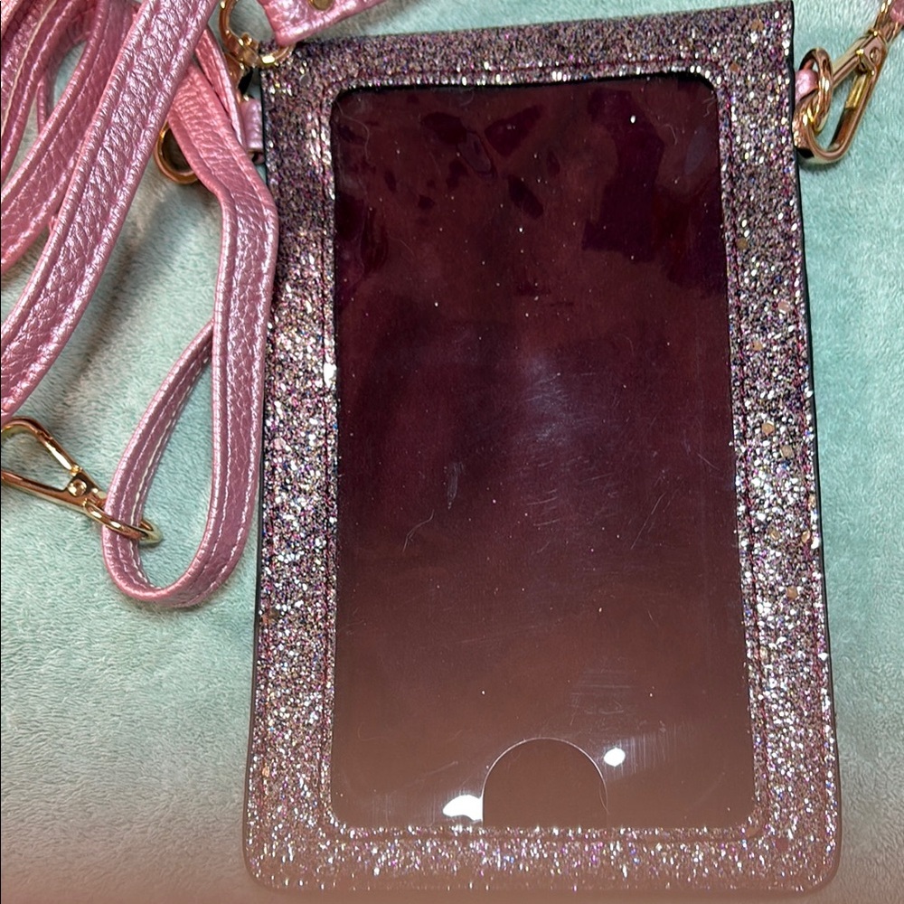 Glittery Pink Phone Crossbody Bag